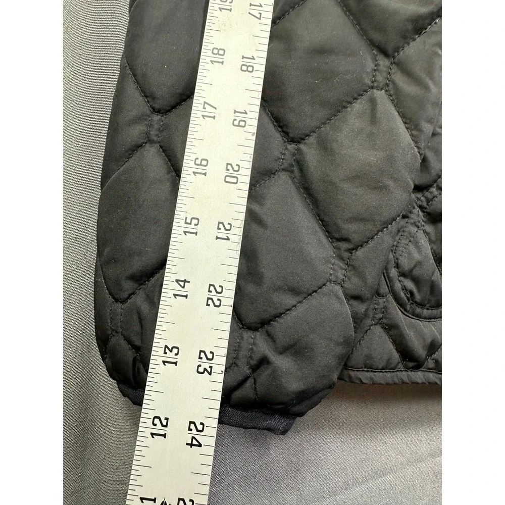 Eddie Bauer Women Black Diamond Quilted Full Zip Jacket Coat Mock Neck Pockets L